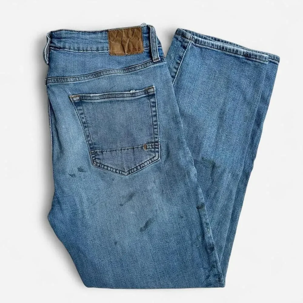 Extremely distressed aeropostale straight leg denim